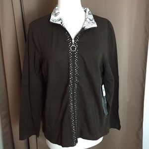 Brown Zip Up Shirt NWT